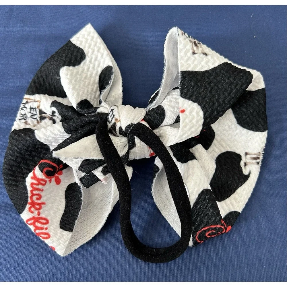 Lot 2 Chic Fil-A‎ Cow Hair Bows Eat More Chicken Baby Girls Animal Soft Headband
